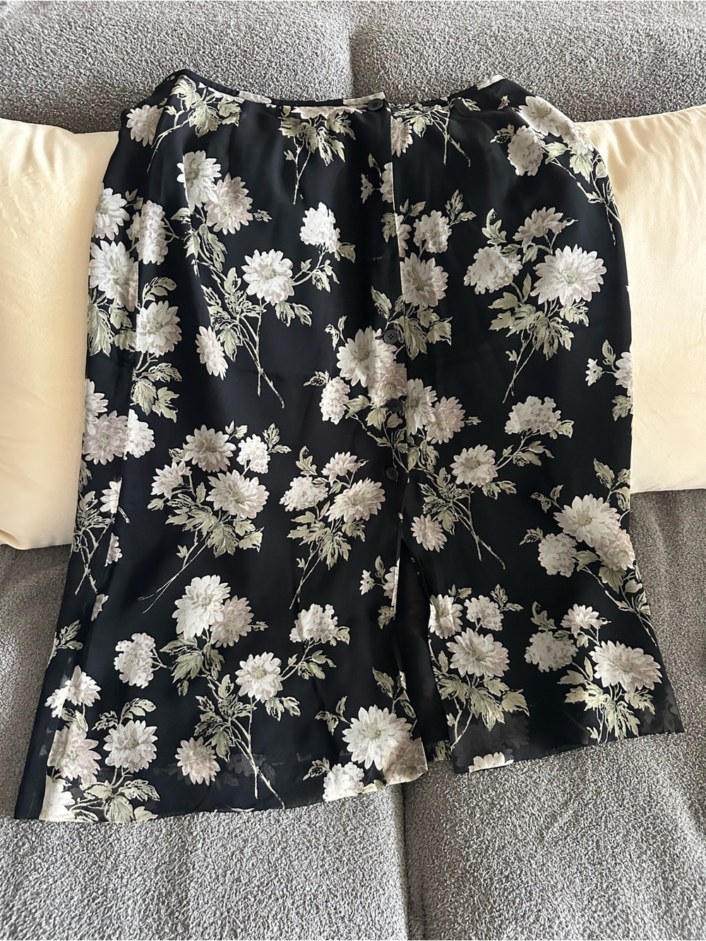 Vintage 90s Emanuel Ungaro Silk Floral Button Up Midi Skirt